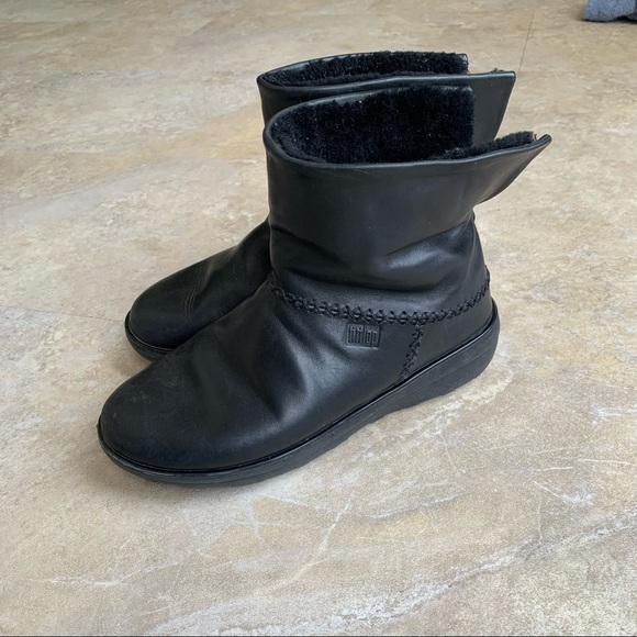 Fitflop Mukluk Shorty boot waterproof black leather - Picture 3 of 9